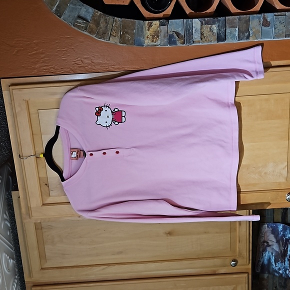 Hello Kitty Other - 2009 Hello Kitty Multicolor Fleece Long Sleeve Sleep Pajama Top PJ Sanrio Y2K